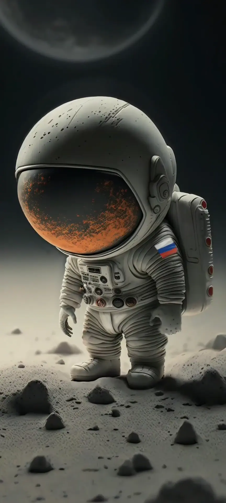 Chibi Astronaut Art on the Moon in 4K Live Wallpaper