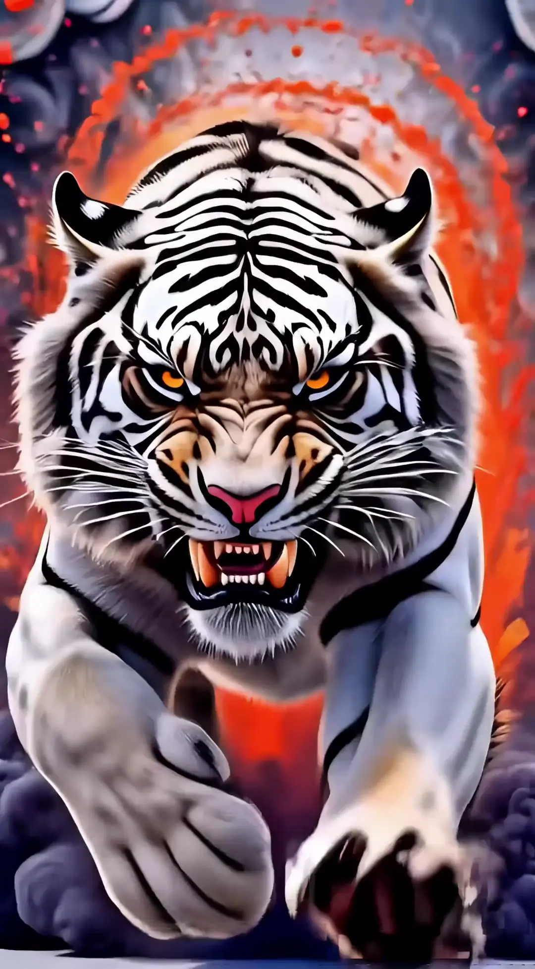 Roaring White Tiger Digital Art in 4K Quality