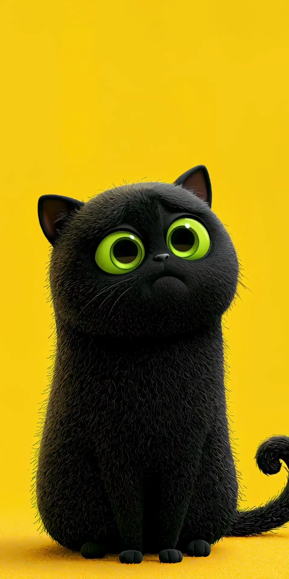 Cute Cartoon Black Cat Pouting Art Wallpaper