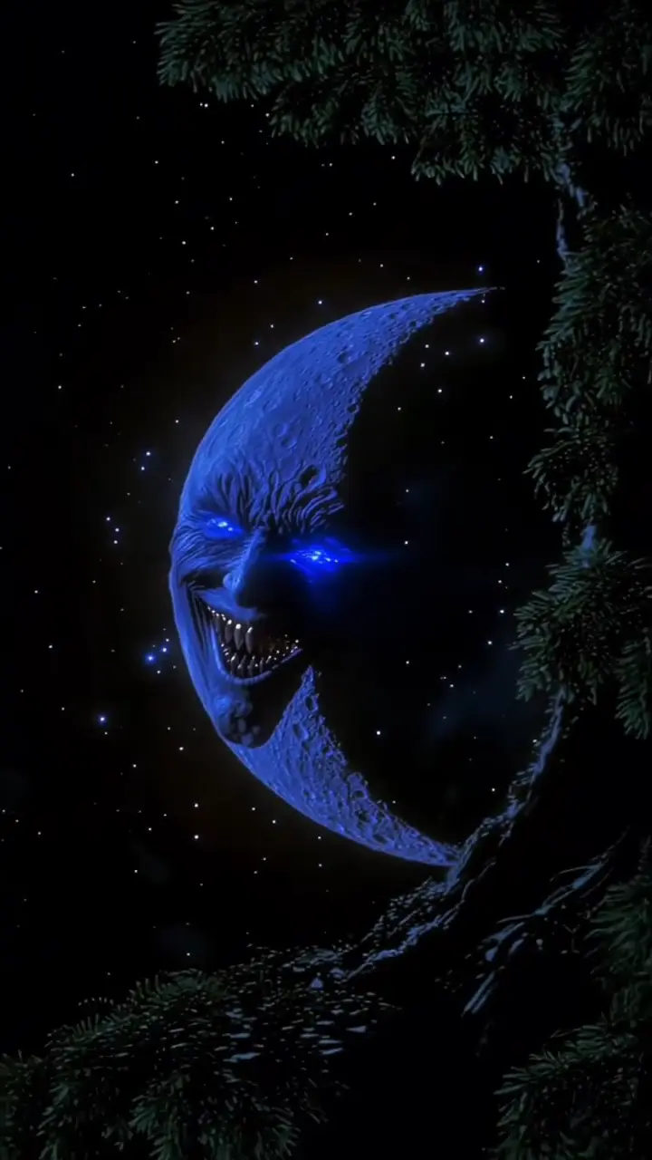 Evil Grinning Moon Live Wallpaper for iPhone in 4K