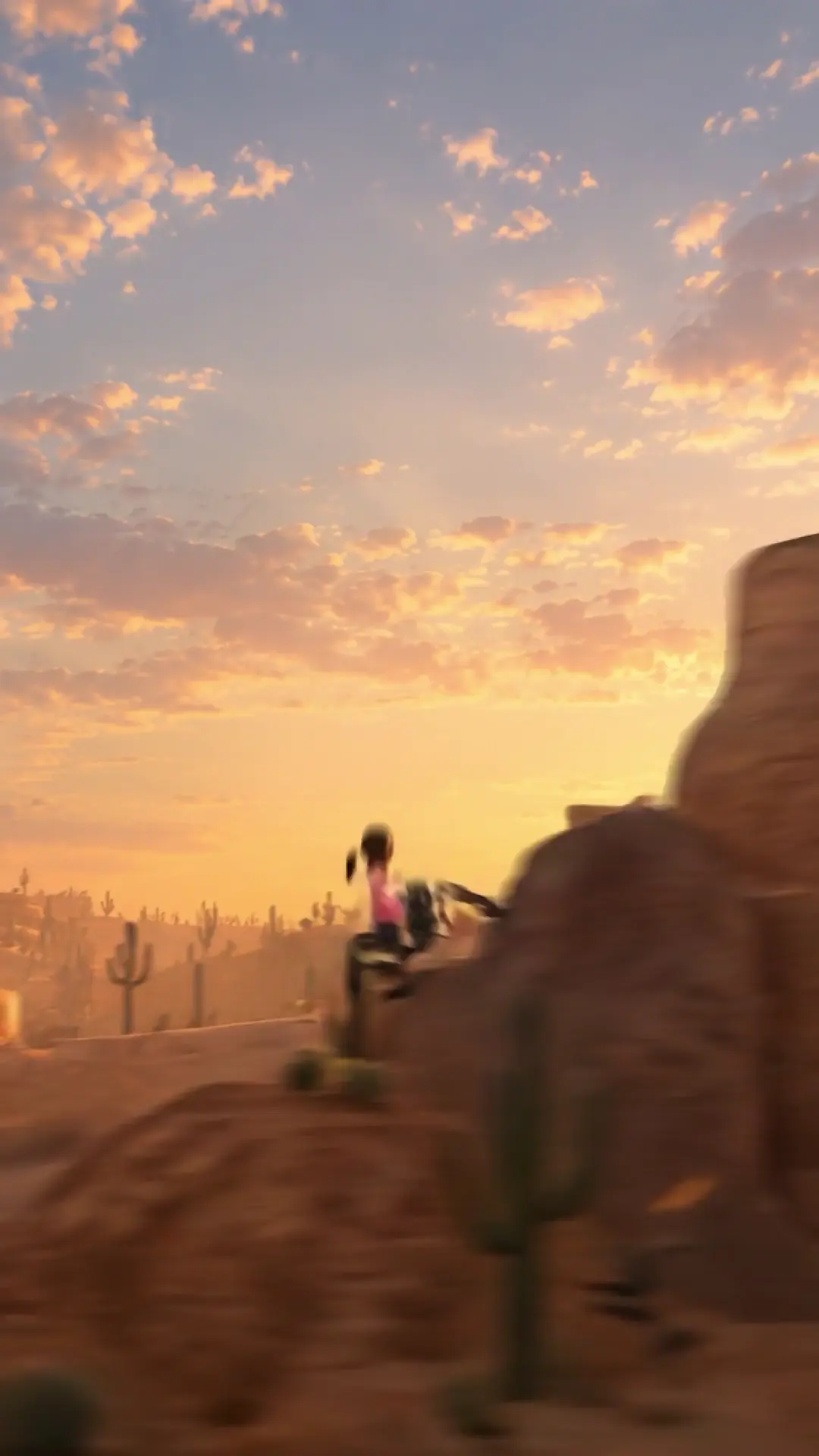 Animated Dirt Bike Jump Wallpaper at Desert Sunset