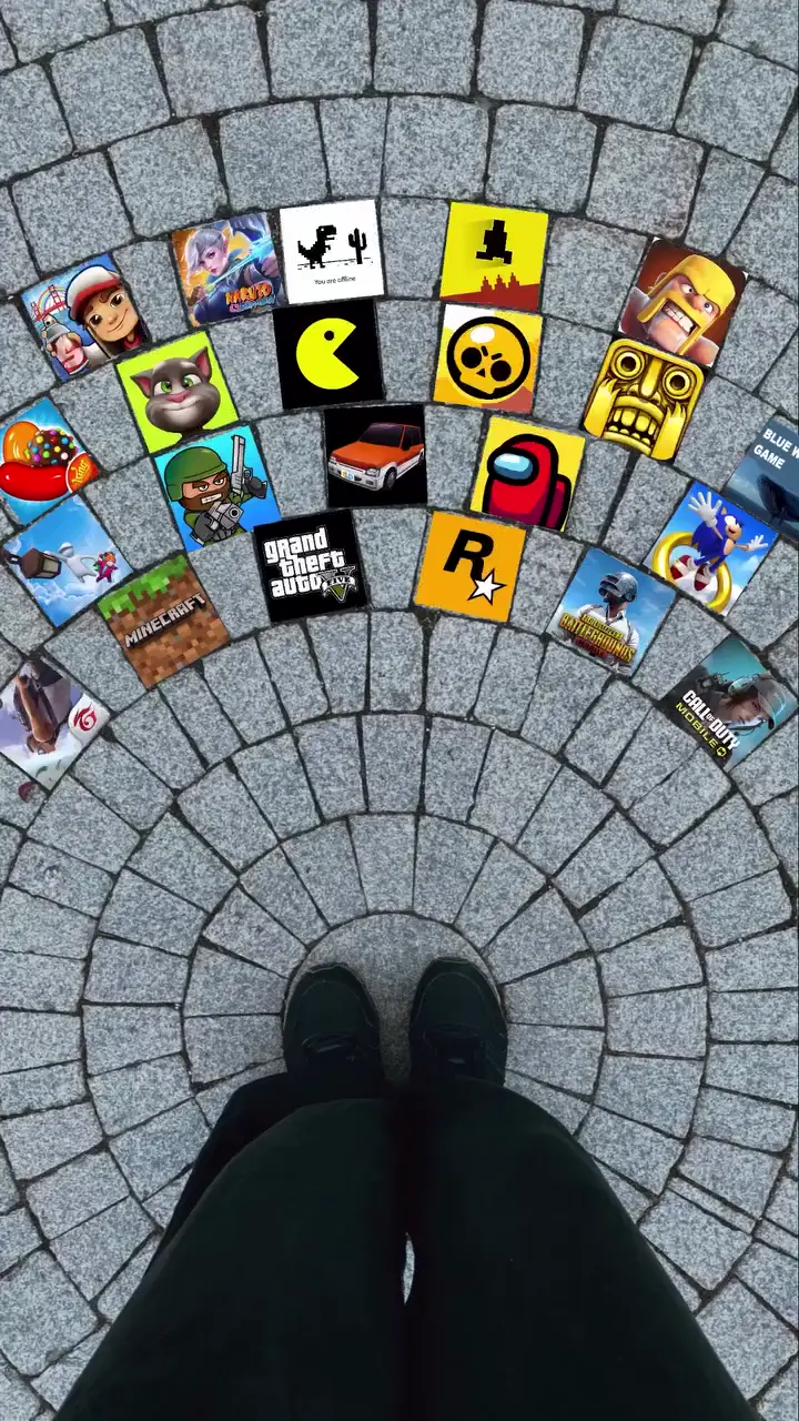 Iconic Mobile Game Icons Animated Cobblestone Wallpaper