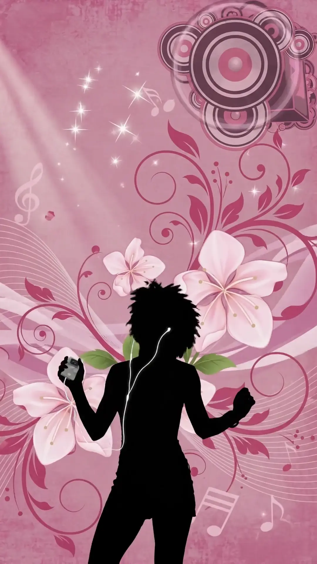 Pink Floral Silhouette Vector Live Wallpaper for iPhone