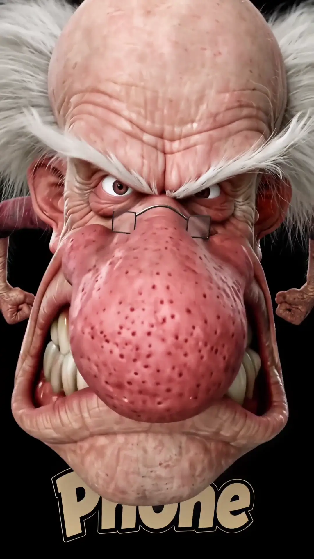 Angry Old Man 3D Cartoon Warning Live Wallpaper