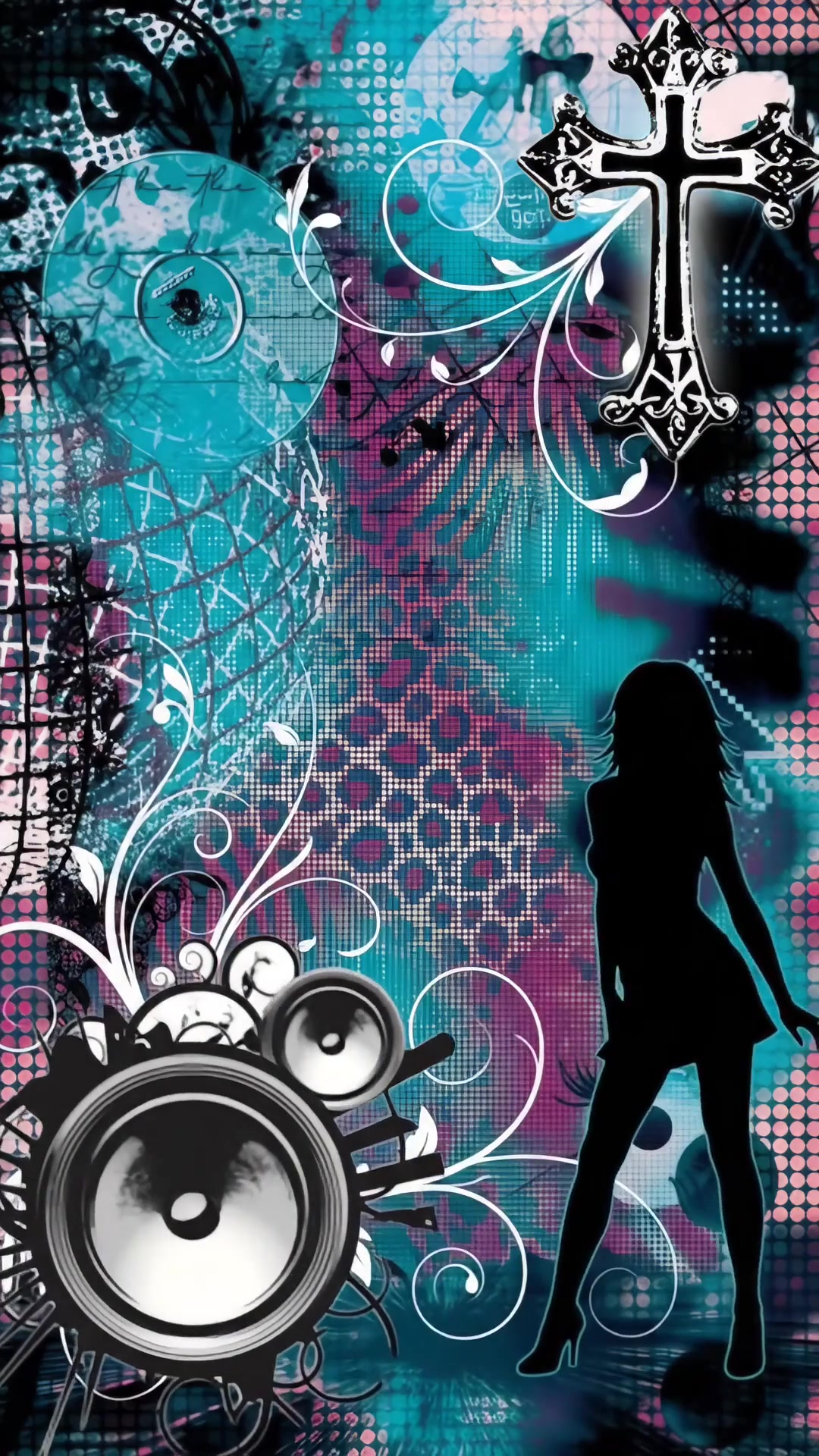 Y2K Vector Flourish Girl with Speakers