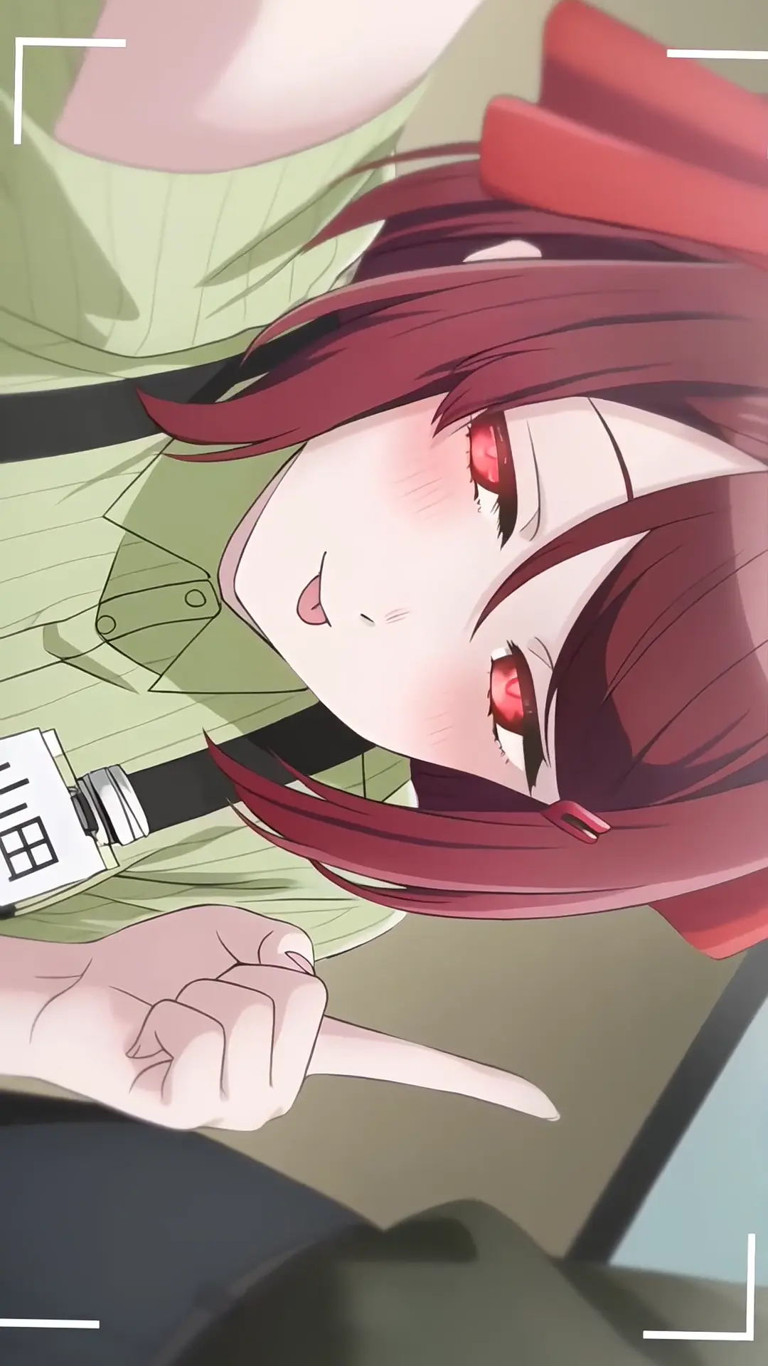 Playful Anime Girl with Red Eyes Live Wallpaper