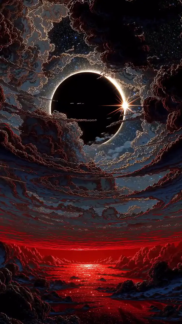 Cosmic Eclipse Blood Red Live Wallpaper in 4K