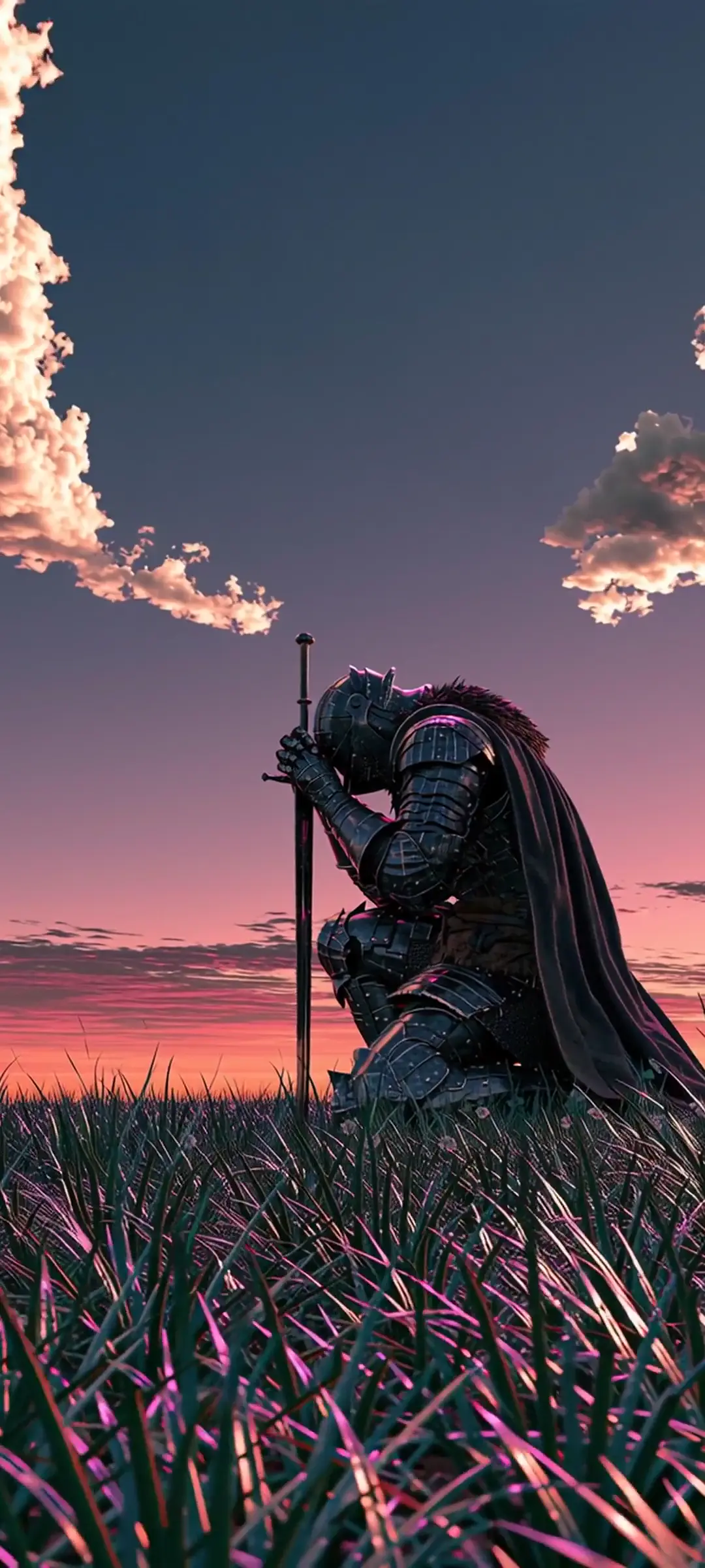 Aesthetic Fantasy Knight at Sunset 4K Live Wallpaper