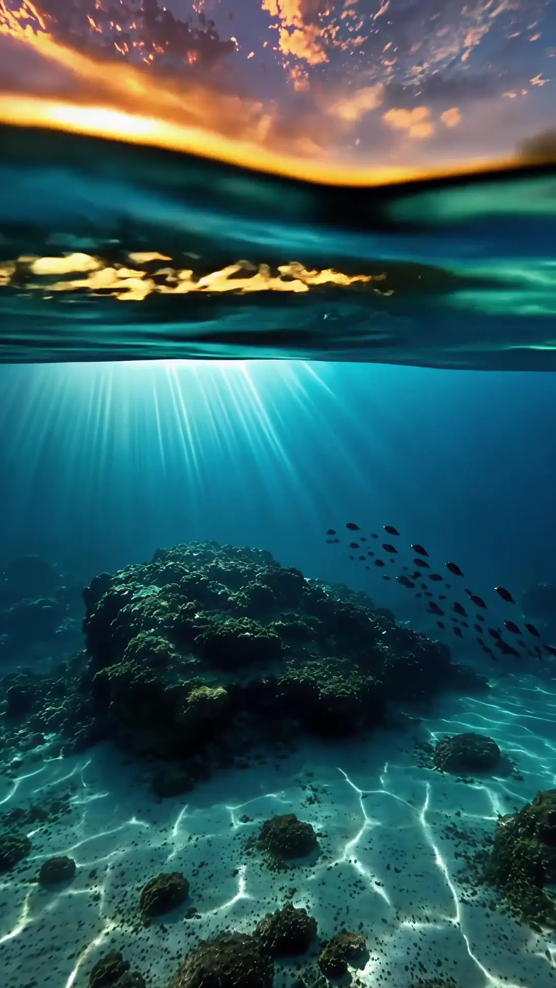 Tropical Sunset and Underwater Coral Reef in 4K