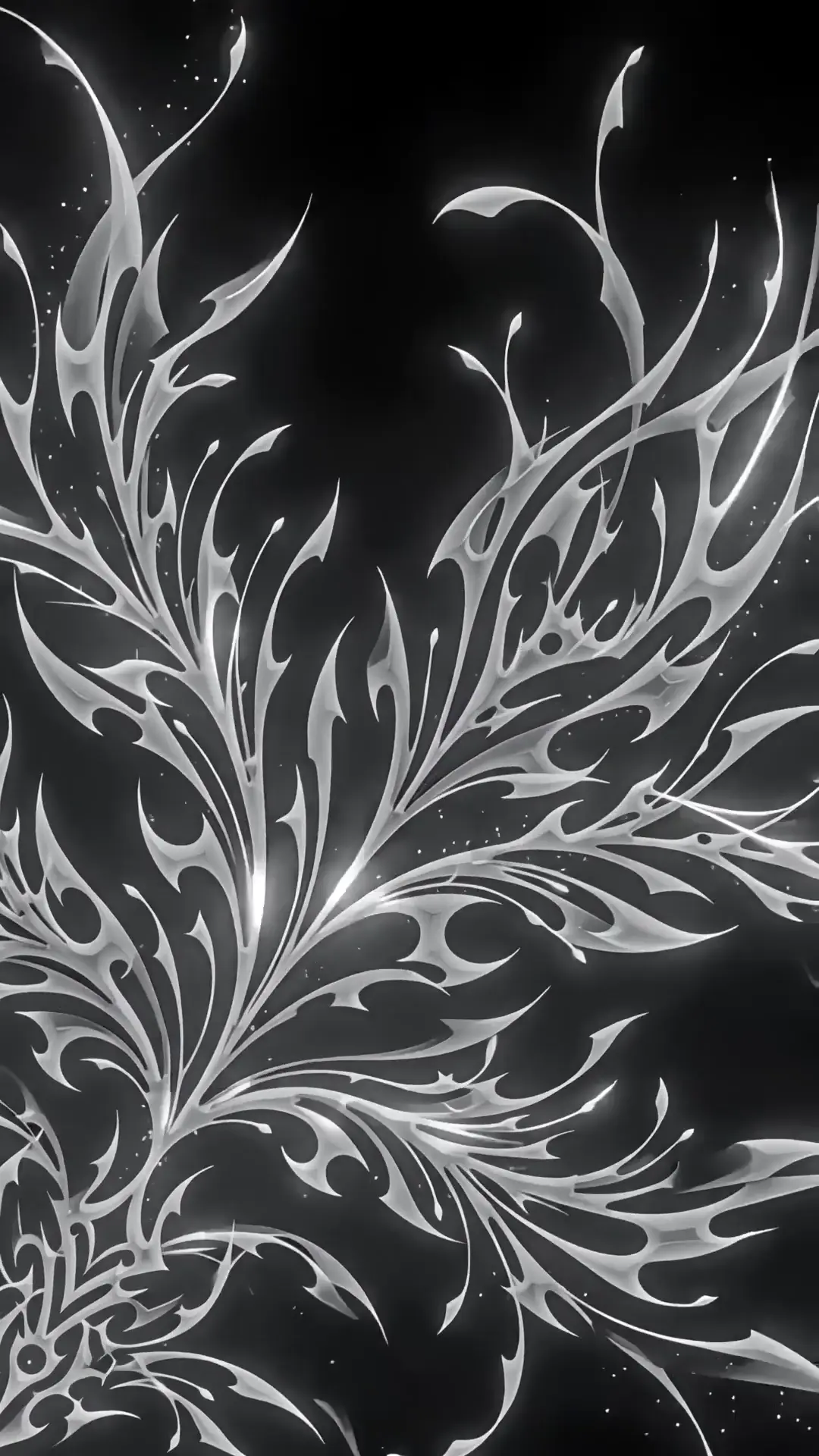 Ethereal Silver Abstract Vector Flourish Wallpaper